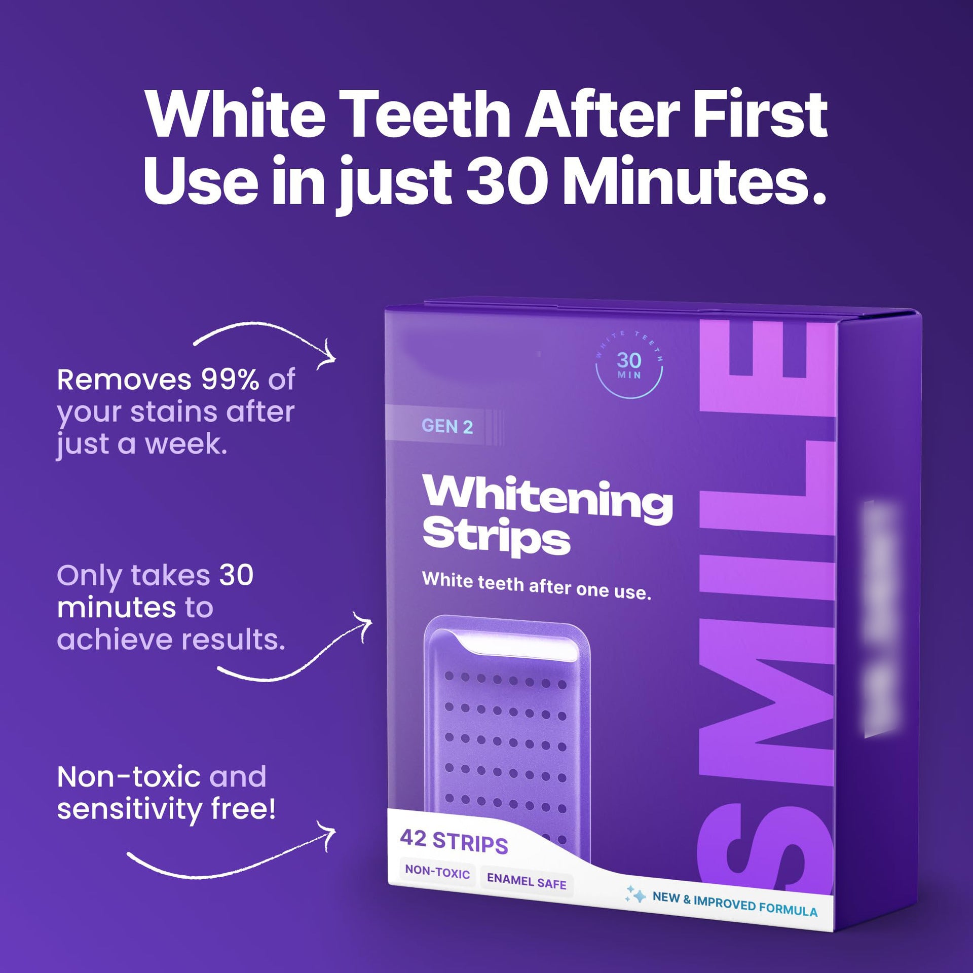 Purple Tooth Strips for Gentle Cleaning and Brightening teamdrop