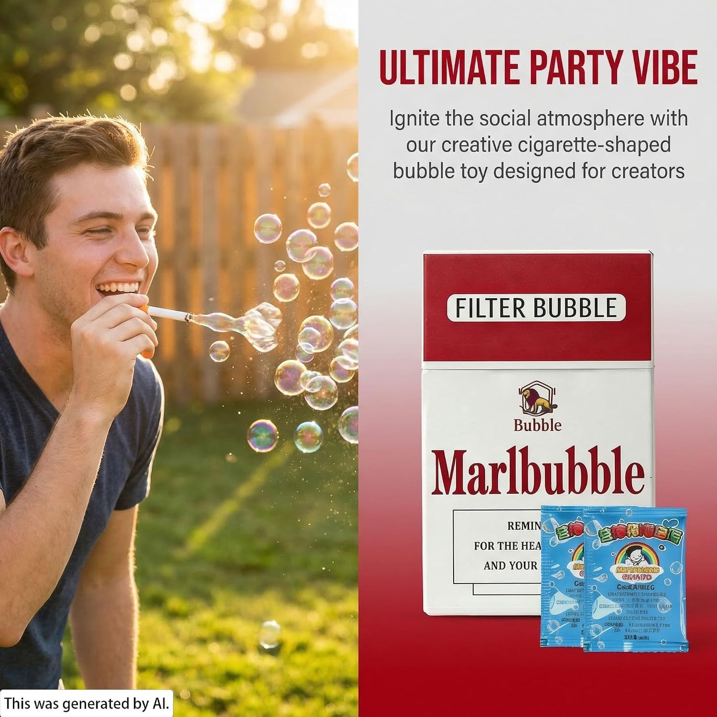 Plastic Bubble Blowing Toy Cigarette Box Style