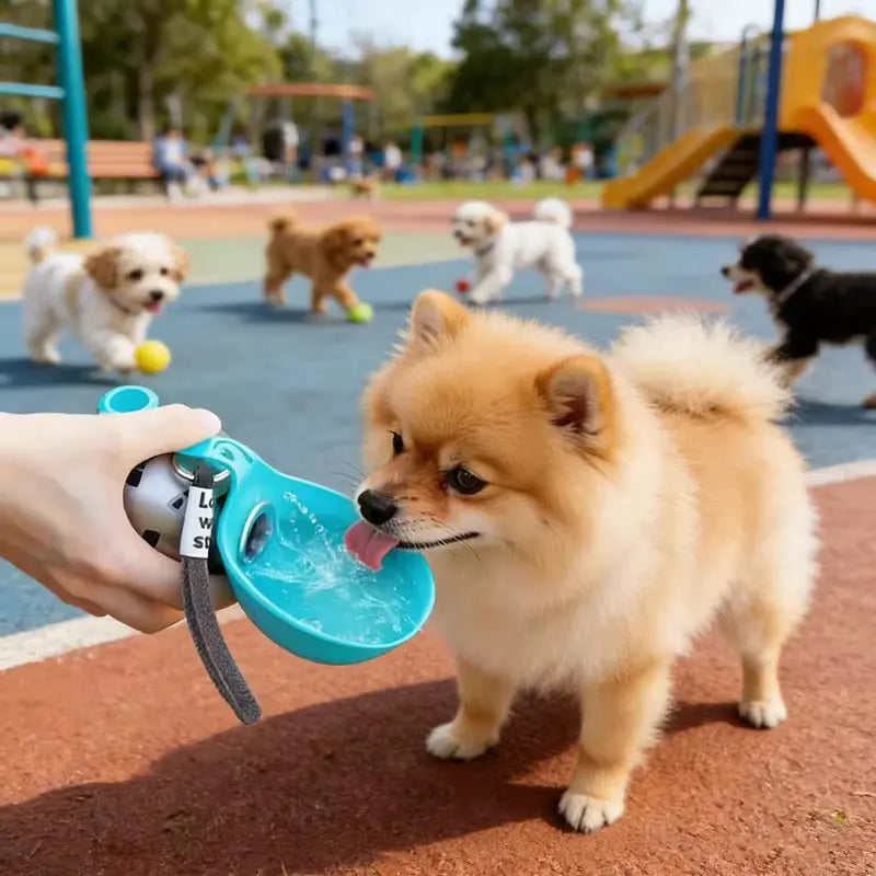 Pet Stainless Steel Foldable Spherical Water Bottle Portable Dog Bowl Suitable for Outdoor Use velquroo