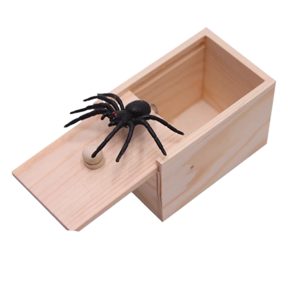 Prank prop: Spider box, scary and terrifying small wooden box