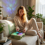 Retro Turntable Speaker Wireless Bluetooth-compatible 5.0 Vinyl Record Player Stereo Sound With White Noise RGB Projection Lamp Effect 26041